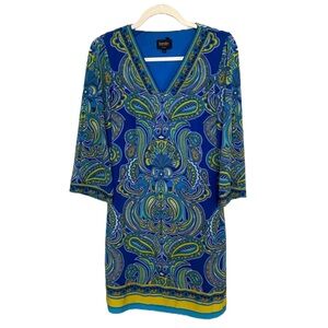 Laundry by Shelli Segal Blue and Green Shift Dress- XS.  B46